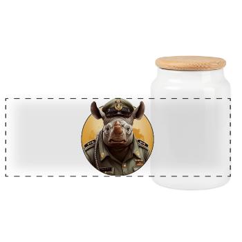 Rhino Police - Panoramic Cookie Jar with Wooden Lid - white - Front