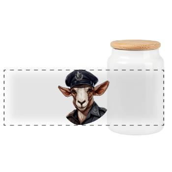 Police des chèvres - Boîte à biscuits avec couvercle en bois - blanc - Devant