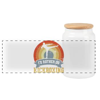 Je préfère faire du kickboxing - Boîte à biscuits avec couvercle en bois - blanc - Devant