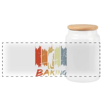 Retro Baking - Panoramic Cookie Jar with Wooden Lid - white - Front