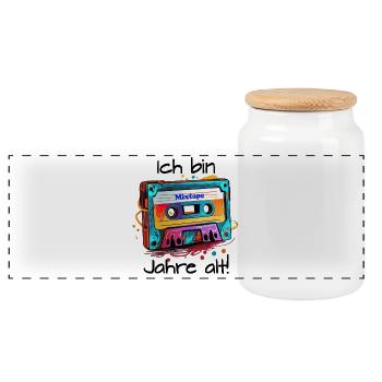 mixtape  - Panorama Keksdose mit Holzdeckel - Weiß - Vorne