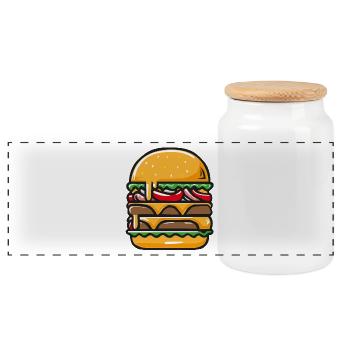 Simply Burger - Panorama Keksdose mit Holzdeckel - Weiß - Vorne
