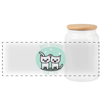Best friends for life - Panorama Keksdose mit Holzdeckel - Weiß - Vorne