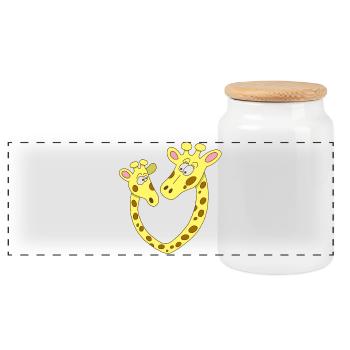 Giraffenherz - Panorama Keksdose mit Holzdeckel - Weiß - Vorne