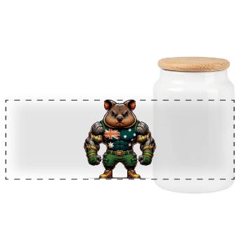 Quokka Australien Kämpfer Design - Panorama Keksdose mit Holzdeckel - Weiß - Vorne