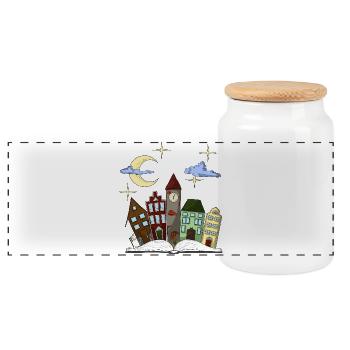 Märchenhafte Stadt der Nächte - Panorama Keksdose mit Holzdeckel - Weiß - Vorne