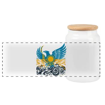 Kazakhstan aigle armoiries drapeau cadeau - Boîte à biscuits avec couvercle en bois - blanc - Devant