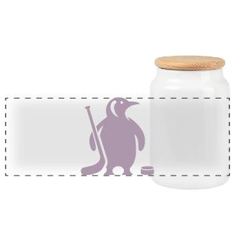 Minimalistische Pinguin Eishockey Silhouette - Panorama Keksdose mit Holzdeckel - Weiß - Vorne