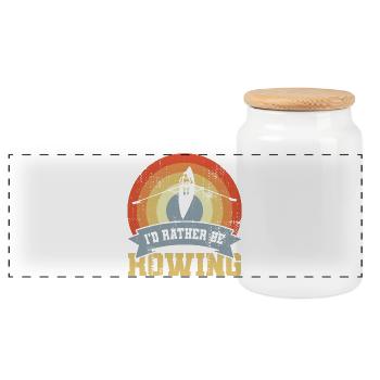 I'd Rather Be Rowing - Panoramic Cookie Jar with Wooden Lid - white - Front