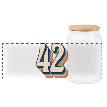Vintage rétro T Shirt numéro 42 quarante-deux - Boîte à biscuits avec couvercle en bois - blanc - Devant