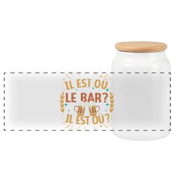 Il est où le bar ? Il est où ? Chanson Drôle Bière - Boîte à biscuits avec couvercle en bois - blanc - Devant
