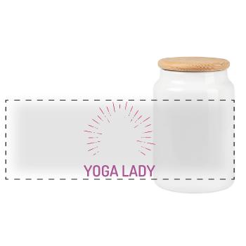 Fille de yoga - Boîte à biscuits avec couvercle en bois - blanc - Devant