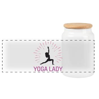 Yoga-Mädchen - Panorama Keksdose mit Holzdeckel - Weiß - Vorne