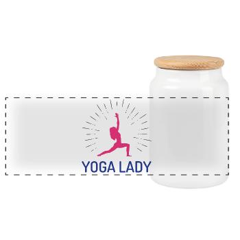 Yoga Girl - Panoramic Cookie Jar with Wooden Lid - white - Front