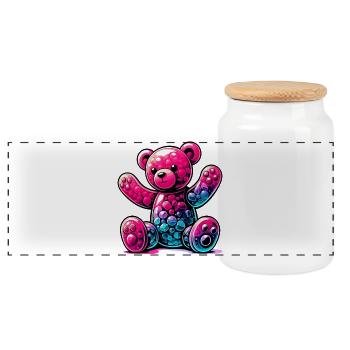 Bear - Panoramic Cookie Jar with Wooden Lid - white - Front