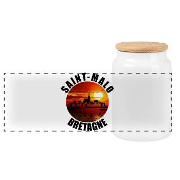 Saint Malo - Panoramic Cookie Jar with Wooden Lid - white - Front
