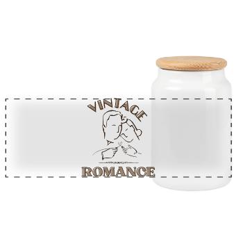 Romance vintage en art de ligne Kiss - Boîte à biscuits avec couvercle en bois - blanc - Devant