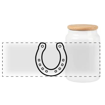 Fer à cheval cheval contour symbole de bonne chance - Boîte à biscuits avec couvercle en bois - blanc - Devant