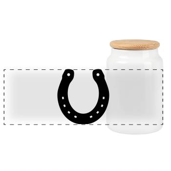 Fer à cheval Cheval Bonne Chance Symbole Couleur de surface - Boîte à biscuits avec couvercle en bois - blanc - Devant