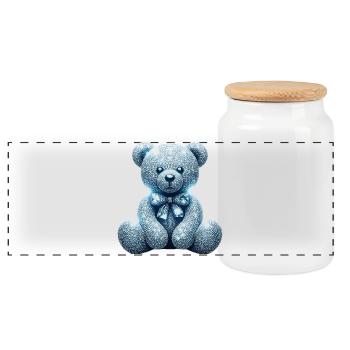 Crystal Bear Diamant Diamanten - Panorama Keksdose mit Holzdeckel - Weiß - Vorne