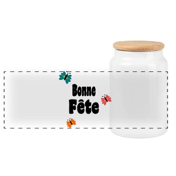 GRANNY. GRANDMA. MOTHER'S DAY. HAPPY BIRTHDAY MAMI - Panoramic Cookie Jar with Wooden Lid - white - Front