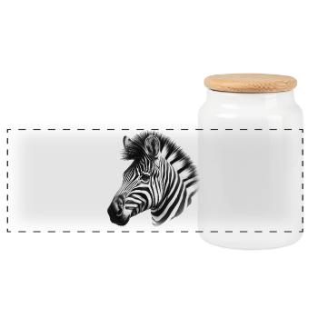 Zebra - Panorama Keksdose mit Holzdeckel - Weiß - Vorne