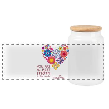 best Mom Muttertag - Panorama Keksdose mit Holzdeckel - Weiß - Vorne
