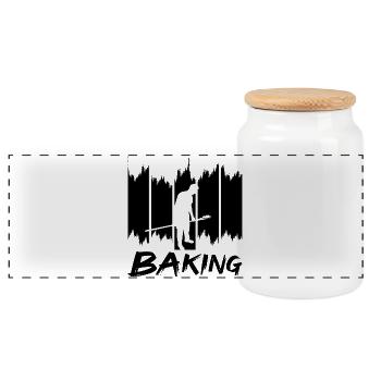 Bake - Panoramic Cookie Jar with Wooden Lid - white - Front