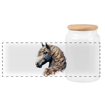 Cheval - Boîte à biscuits avec couvercle en bois - blanc - Devant