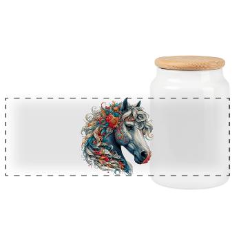 Cheval - Boîte à biscuits avec couvercle en bois - blanc - Devant