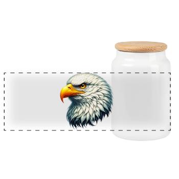 Eagle - Panoramic Cookie Jar with Wooden Lid - white - Front