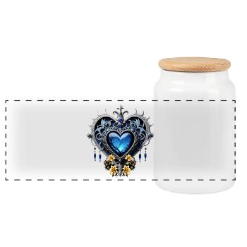 Wonderful Noble Gothic Heart in Blue Colors - Panoramic Cookie Jar with Wooden Lid - white - Front