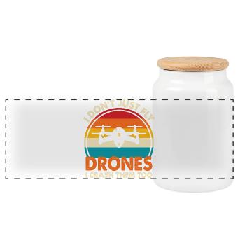 I Don't Just Fly Drone, I Crash Them Too - Panoramic Cookie Jar with Wooden Lid - white - Front