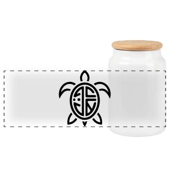 Illustration Silhouette Blooming Nature - Panoramic Cookie Jar with Wooden Lid - white - Front