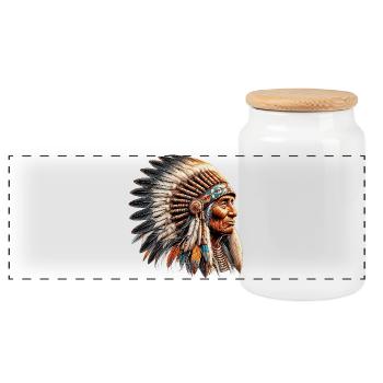 Amérindien Peau rouge d’Amérique - Boîte à biscuits avec couvercle en bois - blanc - Devant