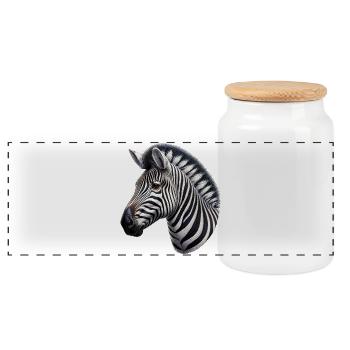 Zebra - Panoramic Cookie Jar with Wooden Lid - white - Front