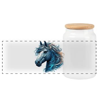 Cheval - Boîte à biscuits avec couvercle en bois - blanc - Devant