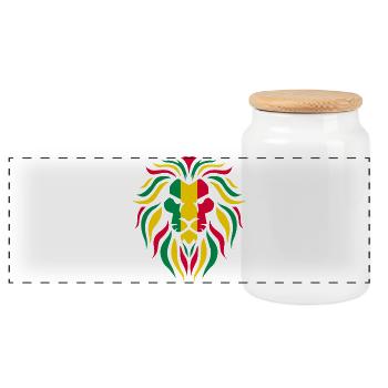 Reggae Lion - Panoramic Cookie Jar with Wooden Lid - white - Front