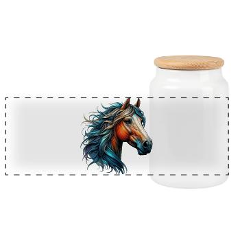 Cheval - Boîte à biscuits avec couvercle en bois - blanc - Devant