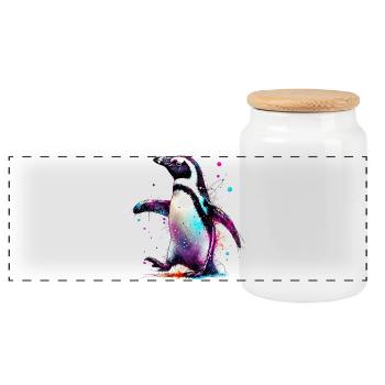 Pingouin - Boîte à biscuits avec couvercle en bois - blanc - Devant