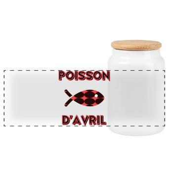 FISH. APRIL FOOL - Panoramic Cookie Jar with Wooden Lid - white - Front