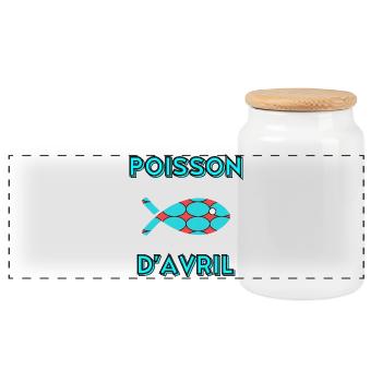 POISSON D'AVRIL - Boîte à biscuits avec couvercle en bois - blanc - Devant