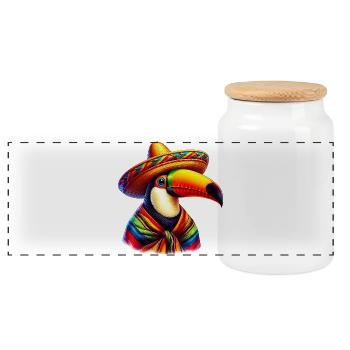 Toucan mexicain avec poncho et sombrero mexique - Boîte à biscuits avec couvercle en bois - blanc - Devant