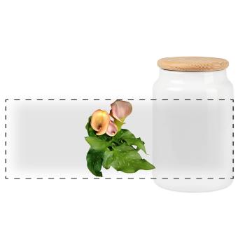 Fleurs de Calla en vert - Boîte à biscuits avec couvercle en bois - blanc - Devant