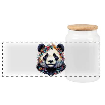 Panda - Panorama Keksdose mit Holzdeckel - Weiß - Vorne