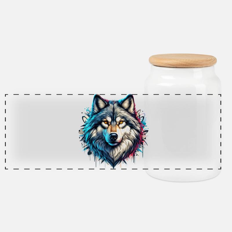 Wolf - Panorama Keksdose mit Holzdeckel - Weiß