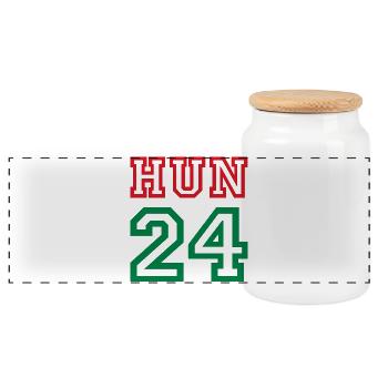 Hungary Magyarorszag Ungarn - Panoramic Cookie Jar with Wooden Lid - white - Front