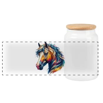 Cheval - Boîte à biscuits avec couvercle en bois - blanc - Devant