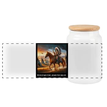 Art amérindien - Boîte à biscuits avec couvercle en bois - blanc - Devant