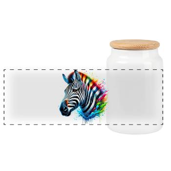 Zebra - Panorama Keksdose mit Holzdeckel - Weiß - Vorne